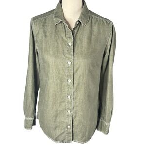 Tommy Bahama Shirt Womens XS Linen Coastalina Long Sleeve Button Up Green